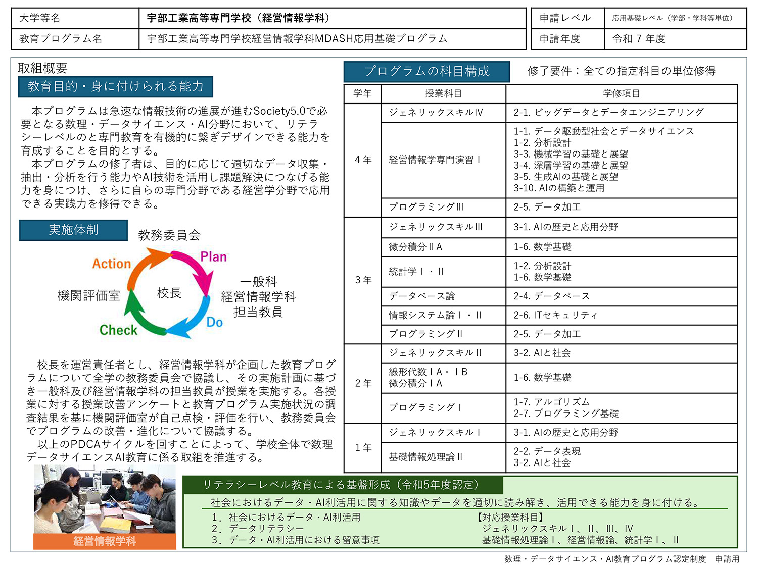 取組概要（経営情報学科）